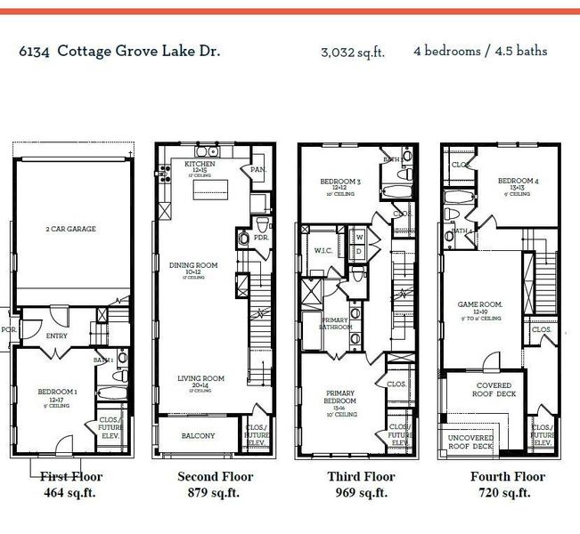 2D floor plan layout of this home in Cottage Grove Lake, Houston, TX (Image 3).