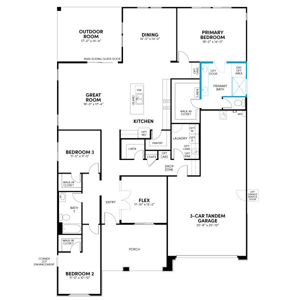 Floor 1: Primary Walk-In Shower Option