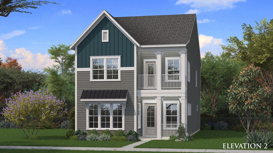 Front exterior of a new home in The River District Single Family Homes, Charlotte, NC, highlighting curb appeal (Image 24). Front exterior of a new home in The River District Single Family Homes, Charlotte, NC, highlighting curb appeal (Image 24).