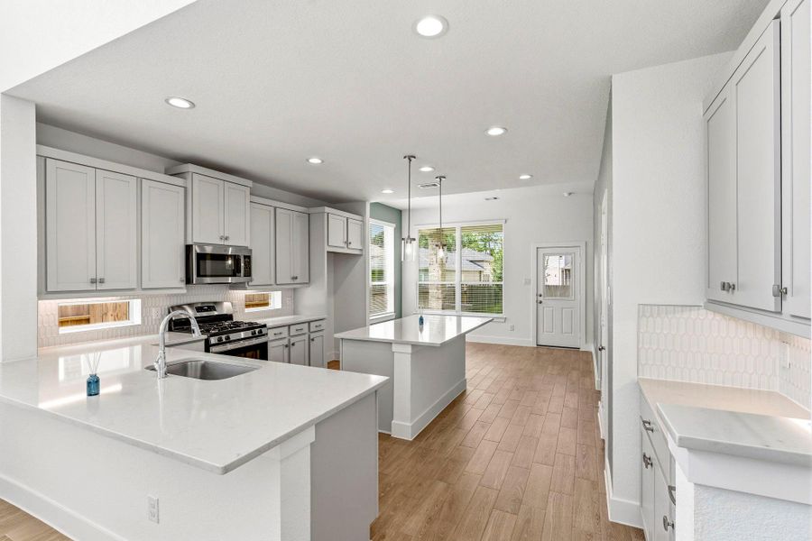 Kitchen is light and bright