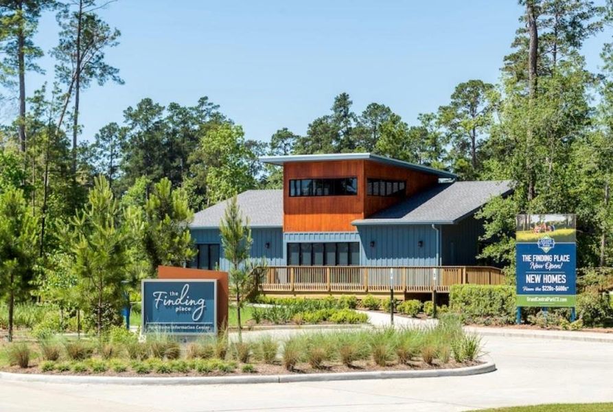 Front exterior of a new home in Grand Central Park 45', Conroe, TX, highlighting curb appeal (Image 16).