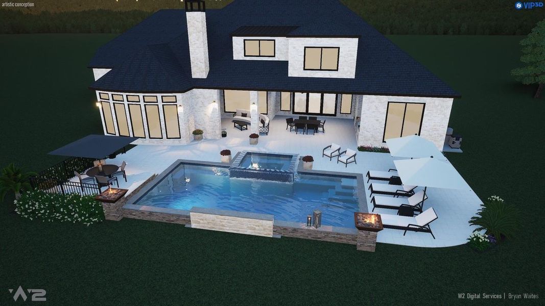 *Pool rendering* Visualization of completed covered patio accompanied with a pool tailored to the home.