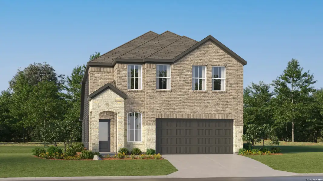Front exterior of a new home in Navarro Ranch, Seguin, TX, highlighting curb appeal (Image 25).