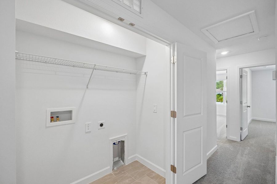 Laundry room closet located off the upstairs hallway