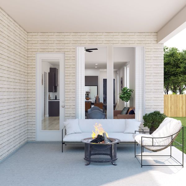 Exterior details and patio area of a home in Trillium, Richmond (Image 2). Exterior details and patio area of a home in Trillium, Richmond (Image 2).