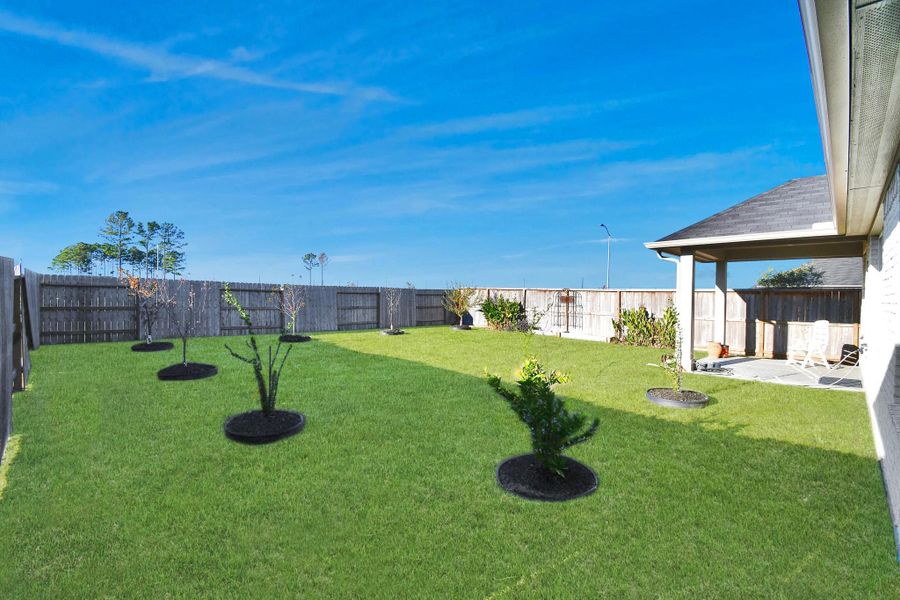 Exterior details and patio area of a home in The Timbers at Mason Woods, Cypress (Image 27).