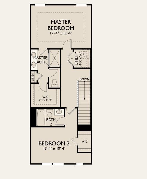 2D floor plan layout for the Archer by Ashton Woods in Reverie on Cumberland, Atlanta, GA (Image 4).