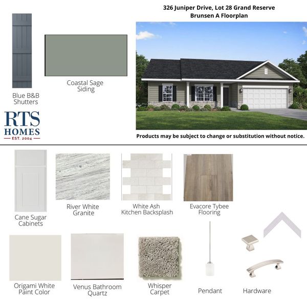 2D floor plan layout of this home in Grand Reserve, Hinesville, GA (Image 2).