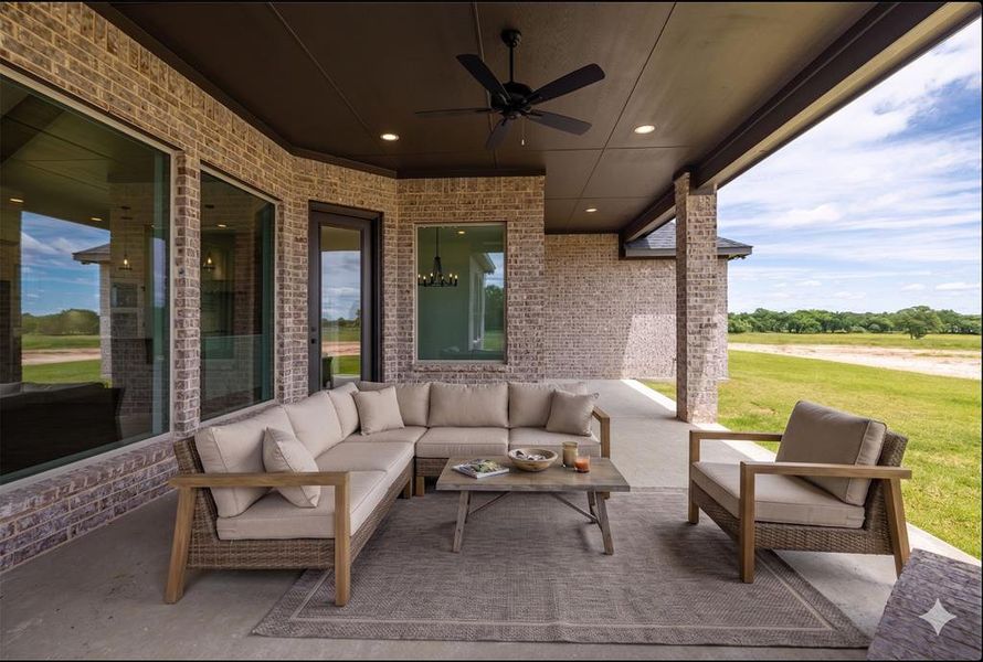 Exterior details and patio area of a home in Prairie Winds Estates, Poolville (Image 26).