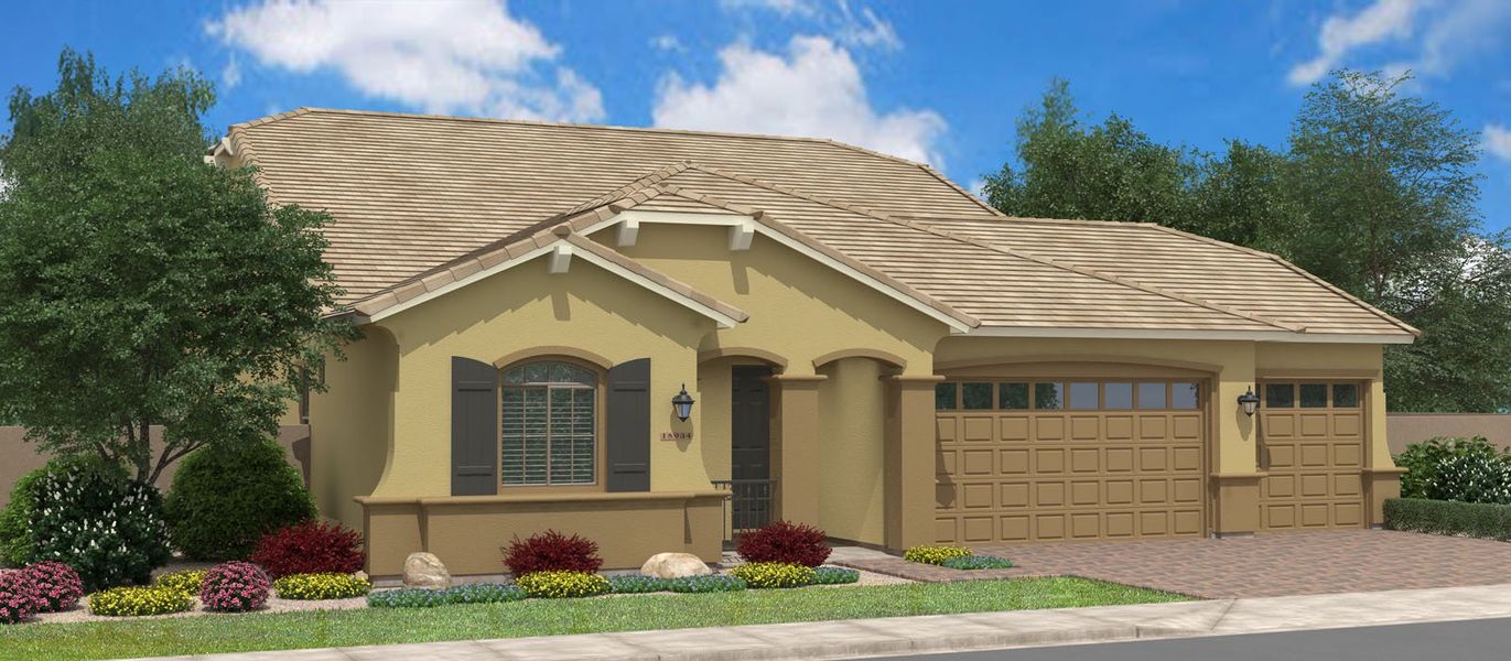 Representative exterior photo of a completed home built from the Pelican Bay Super Garage w/Loft by Fulton Homes in Sonoma Coast, San Tan Valley, AZ (Image 4).