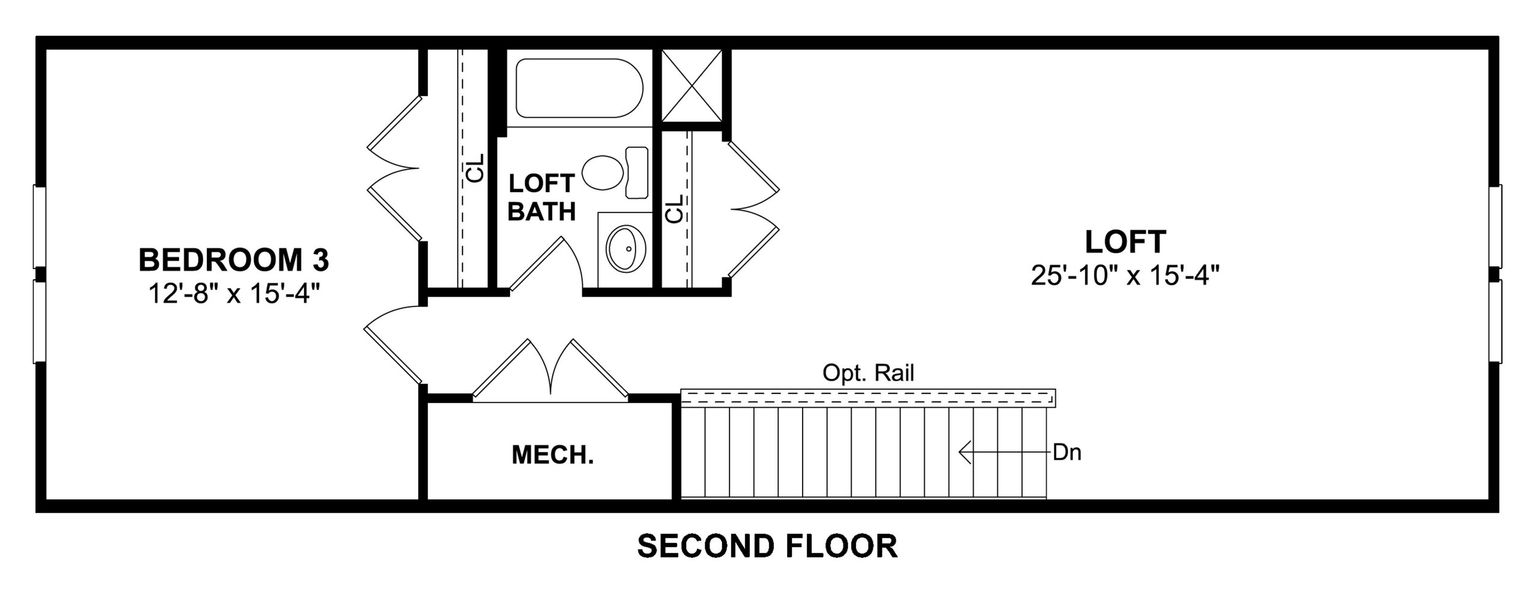 2D floor plan layout for the Ravenna Loft by K. Hovnanian® Homes in K. Hovnanian's® Four Seasons at Carolina Oaks, Bluffton, SC (Image 4).