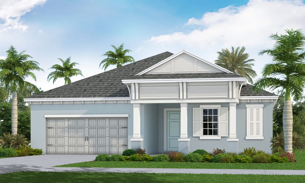 Representative exterior photo of a completed home built from the Endless Summer 4 by Neal Communities in Wildleaf at North River Ranch, Parrish, FL (Image 17).