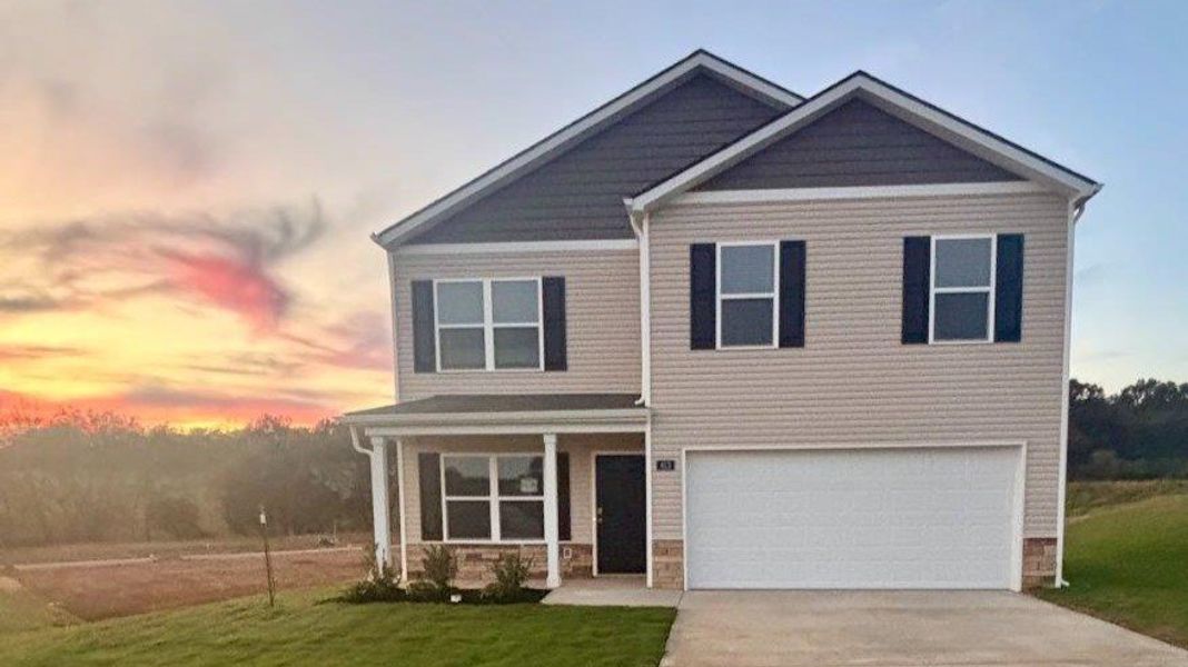Front exterior of a new home in Crescent Ridge, Niota, TN, highlighting curb appeal (Image 1).