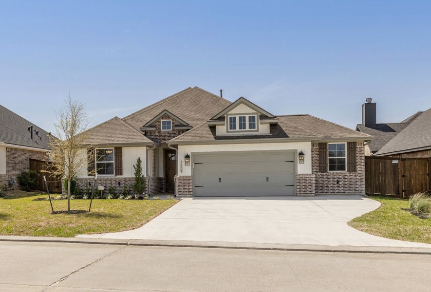 Representative exterior photo of a completed home built from the The Maggie by Reece Homes in Harvest Meadows, Bryan, TX (Image 27).