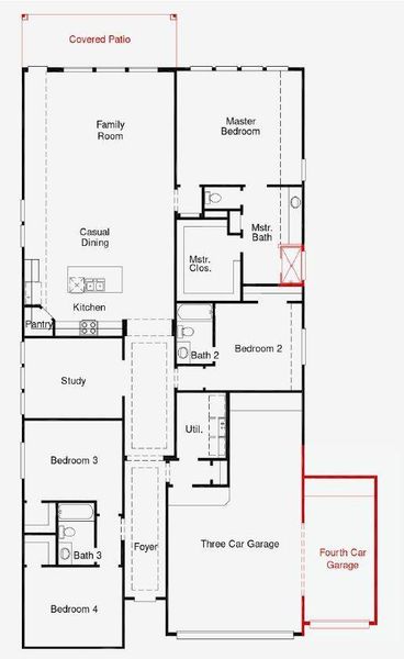 2D floor plan layout of this home in The Meadows at Imperial Oaks, Spring, TX (Image 3).