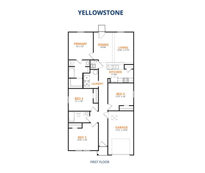 2D floor plan layout of this home in Summit Place, Eden, NC (Image 2).