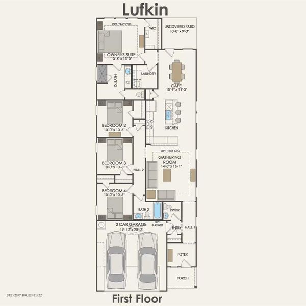 2D floor plan layout of this home in Pulte Homes at Two Step Farm, Montgomery, TX (Image 2).