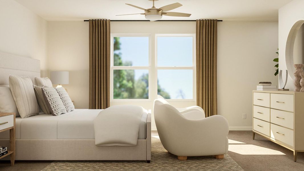 A living room with a couch and a fan. A living room with a couch and a fan.