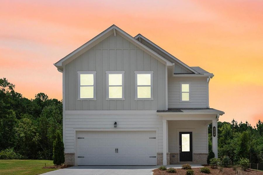 Front exterior of a new home in Heritage River, Euharlee, GA, highlighting curb appeal (Image 2).