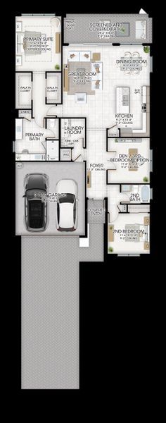 2D floor plan layout for the Abaco II by GL Homes in Valencia Vista at Riverland, Port St. Lucie, FL (Image 4).