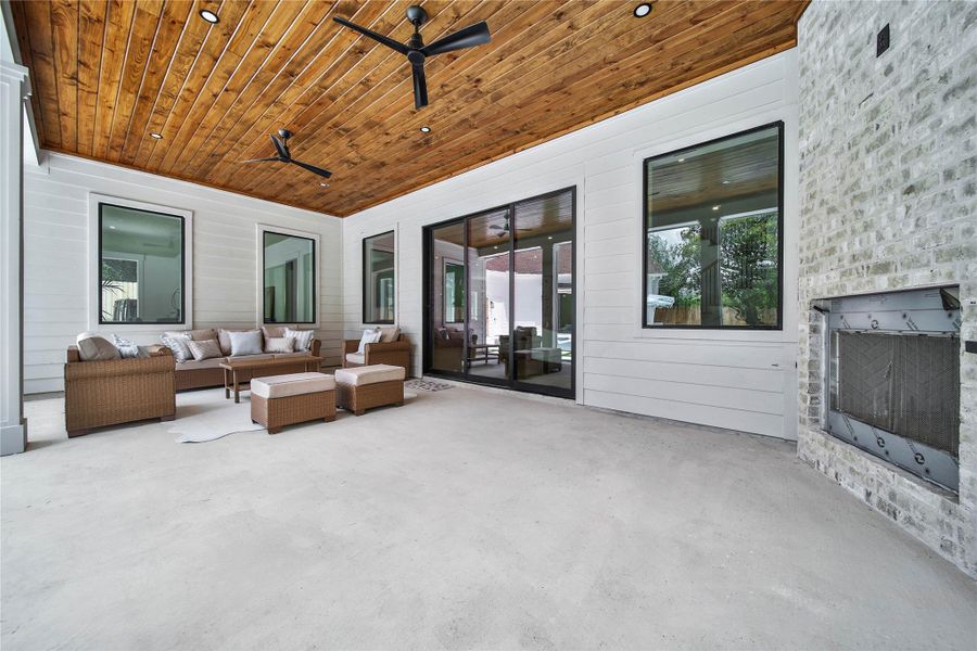 Exterior details and patio area of a home in , Houston (Image 2). Exterior details and patio area of a home in , Houston (Image 2).