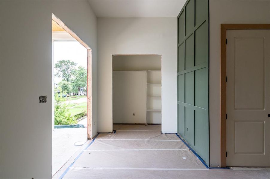 Large coat/storage closet at located in the foyer.