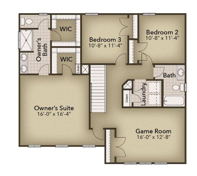 2D floor plan layout for the The Hawthorne by Chesapeake Homes in Neill's Pointe, Angier, NC (Image 5).