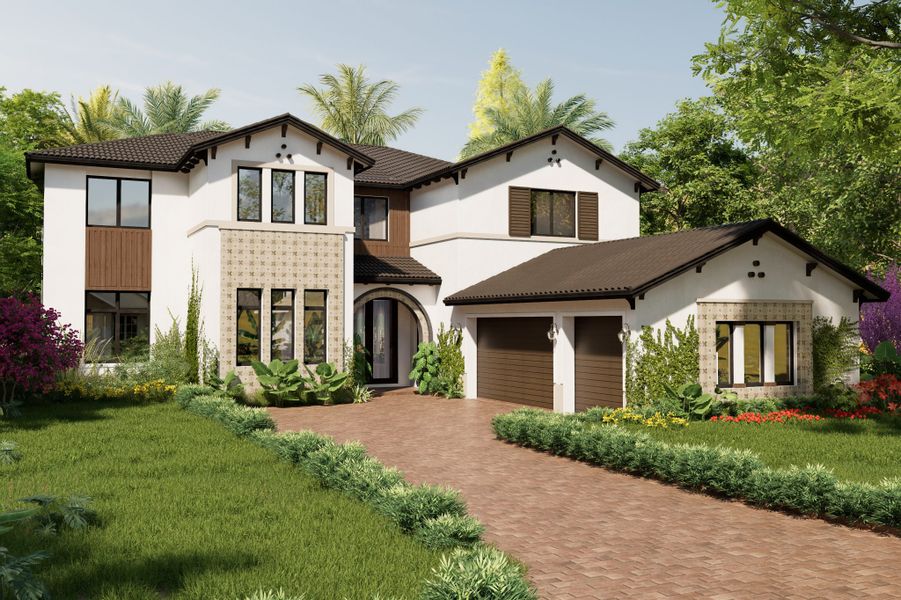 Representative exterior photo of a completed home built from the Saratoga by CC Homes in Estates by Turnberry, Davie, FL (Image 15). Representative exterior photo of a completed home built from the Saratoga by CC Homes in Estates by Turnberry, Davie, FL (Image 15).