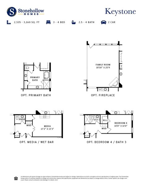 2D floor plan layout for the Keystone by Stonehollow Homes in Heritage Grove, Blue Ridge, TX (Image 4).