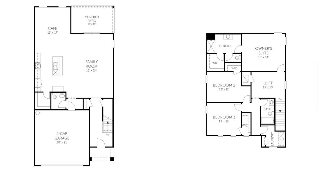 2D floor plan layout for the Thornton - 40' Homesites by Dream Finders Homes in Amberly, Green Cove Springs, FL (Image 5).