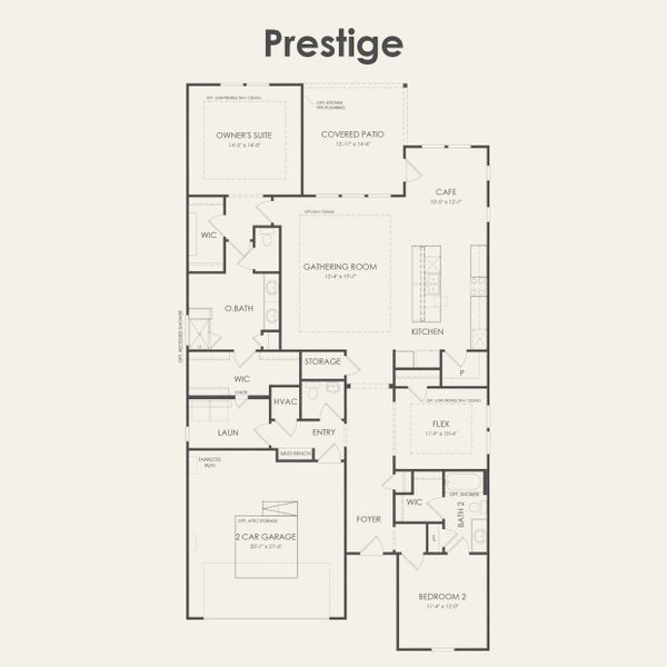 2D floor plan layout for the Prestige by Del Webb in Del Webb Sonoma Verde, Rockwall, TX (Image 3).