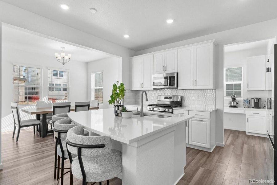 Furnished interior view inside a new home in The Aurora Highlands Town Collection, Aurora (Image 16). Furnished interior view inside a new home in The Aurora Highlands Town Collection, Aurora (Image 16).