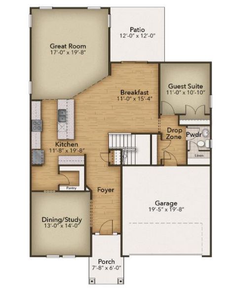 2D floor plan layout for the The Mangrove by Chesapeake Homes in Bridgewater - Shorehaven Village, Little River, SC (Image 5).