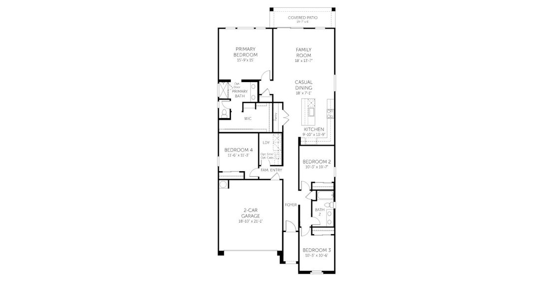 2D floor plan layout for the Havasu - 18881 by Dream Finders Homes in North Copper Canyon, Surprise, AZ (Image 5).