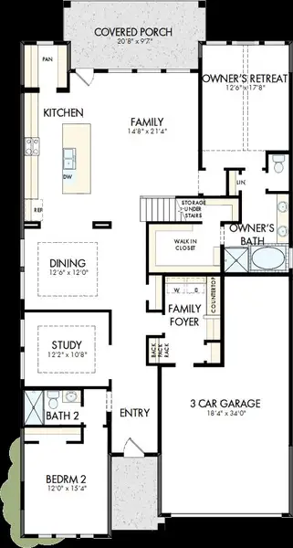 2D floor plan layout of this home in Headwaters 50' - Executive Series, Dripping Springs, TX (Image 2).