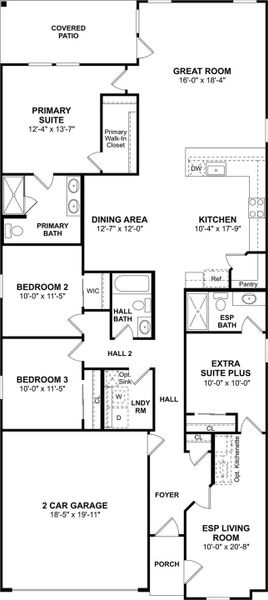 The Orinoco II ESP floor plan by K. Hovnanian Homes. 1st Floor shown. *Prices, plans, dimensions, features, specifications, materials, and availability of homes or communities are subject to change without notice or obligation.