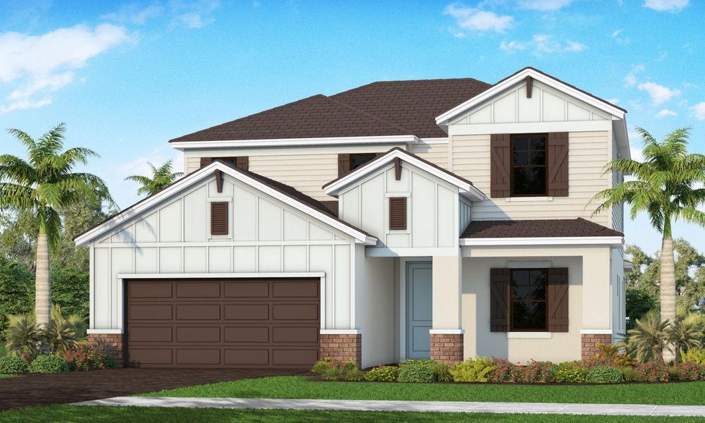 Representative exterior photo of a completed home built from the Bright Star by Neal Communities in Windward, Sarasota, FL (Image 1). Representative exterior photo of a completed home built from the Bright Star by Neal Communities in Windward, Sarasota, FL (Image 1).