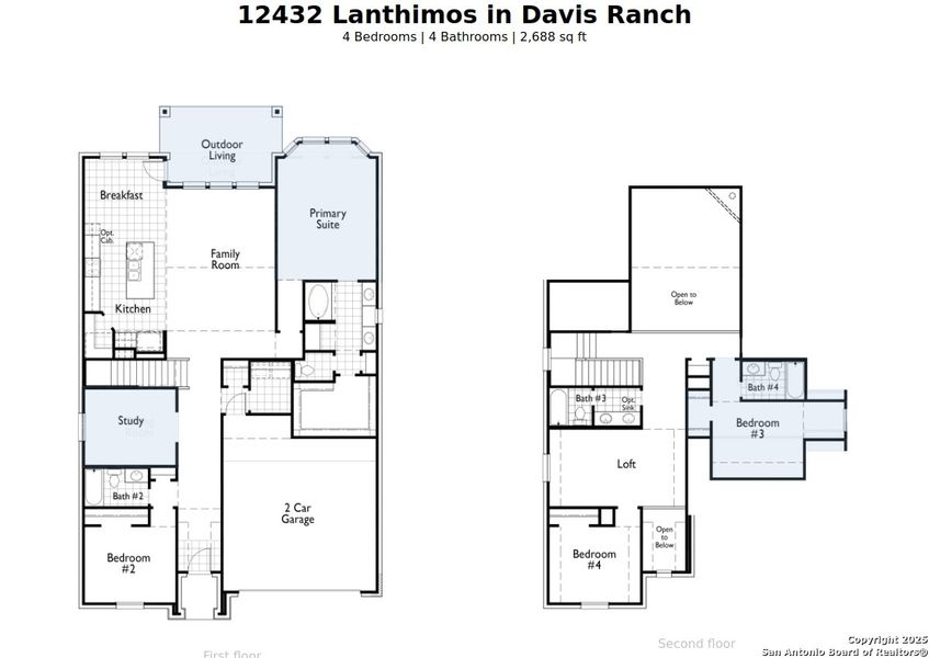 2D floor plan layout of this home in Davis Ranch: 50ft. lots, San Antonio, TX (Image 2). 2D floor plan layout of this home in Davis Ranch: 50ft. lots, San Antonio, TX (Image 2).