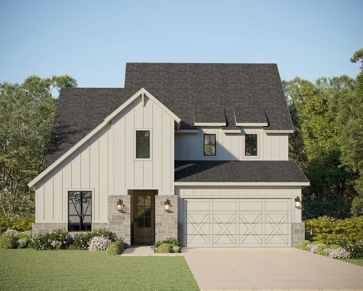 Plan 1566 Elevation B w/ Stone Plan 1566 Elevation B w/ Stone