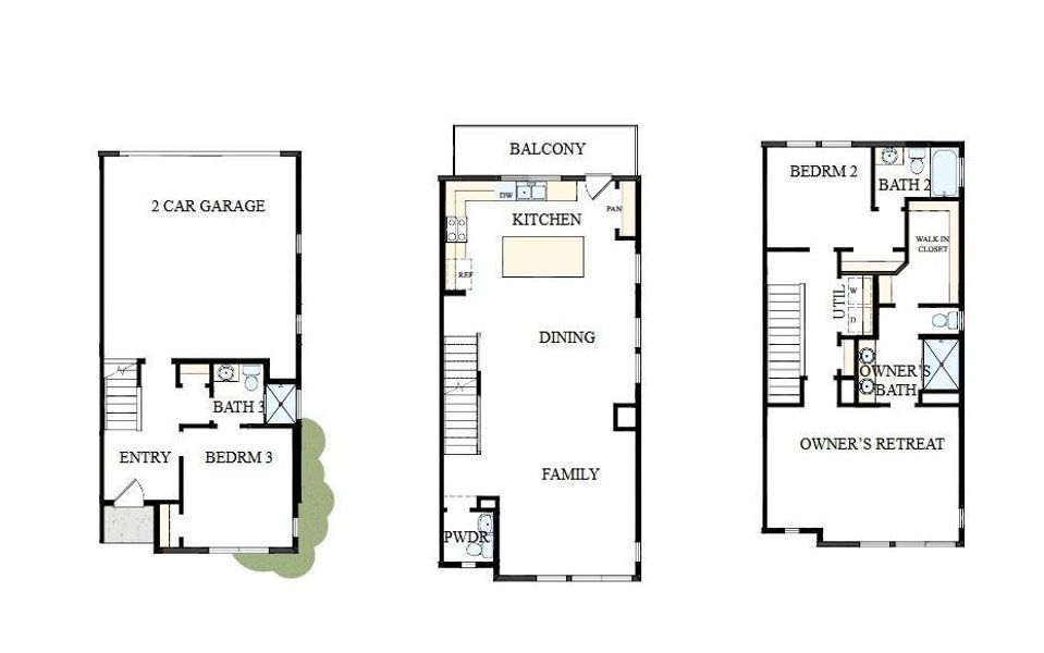 2D floor plan layout of this home in Central Living at Craig, Charlotte, NC (Image 3).