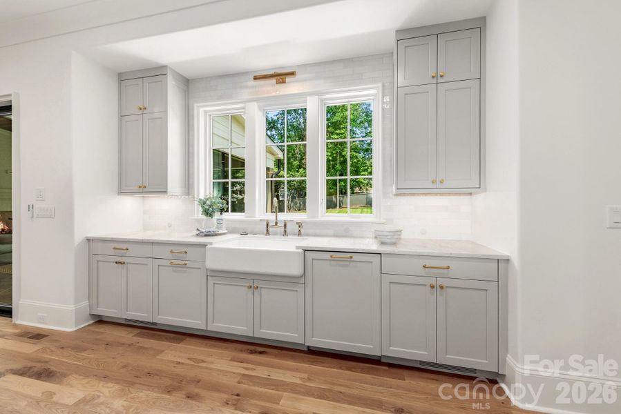 Sink overlooking the backyard