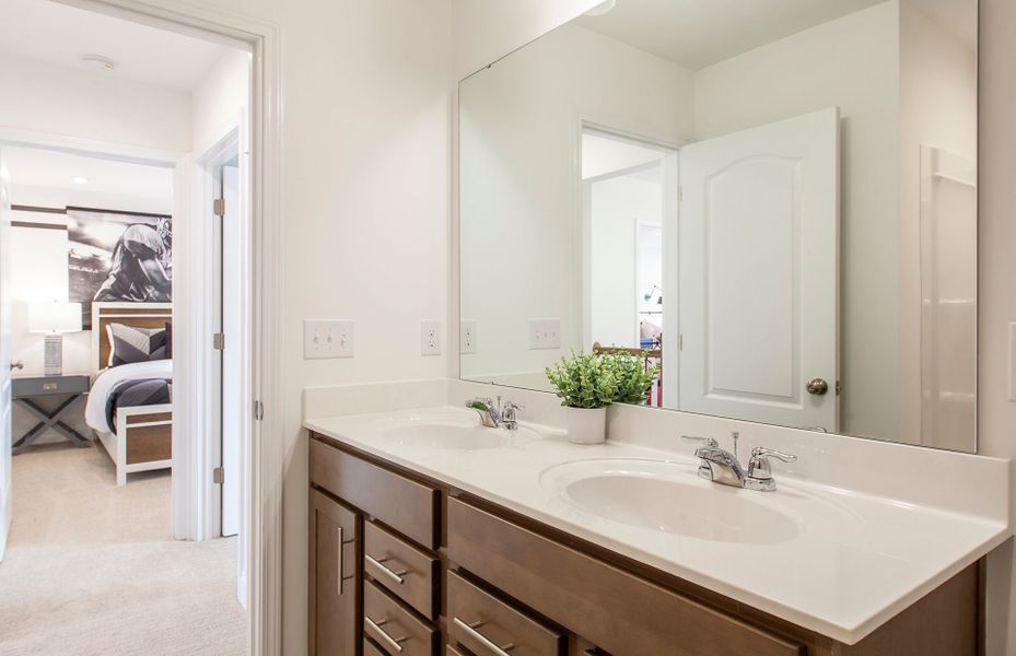 Spacious Secondary Bath with Double Bowl Vanity