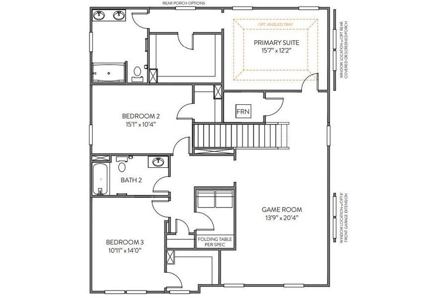 2D floor plan layout for the Huntley by True Homes in Parc Northwest, Elon, NC (Image 3). 2D floor plan layout for the Huntley by True Homes in Parc Northwest, Elon, NC (Image 3).