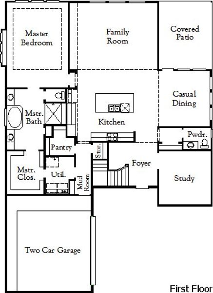 2D floor plan layout of this home in The Homestead, Rockwall, TX (Image 2).
