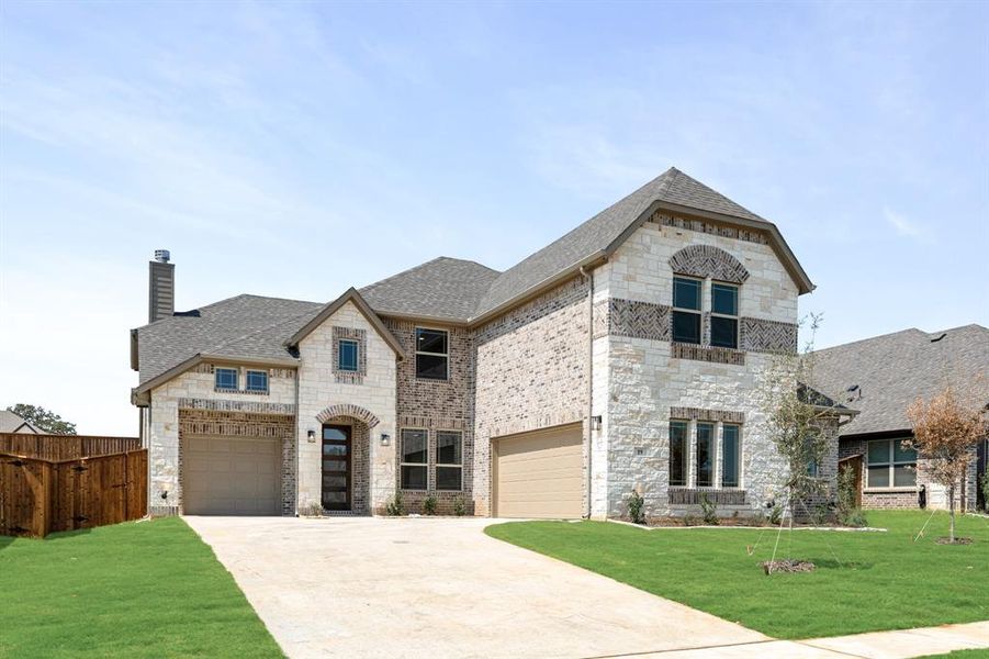 Front exterior of a new home in Mockingbird Hills 60-65, Joshua, TX, highlighting curb appeal (Image 25).