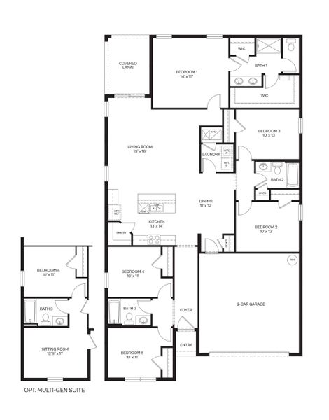 2D floor plan layout for the Lakeside by D.R. Horton in Harmony West, St. Cloud, FL (Image 5).