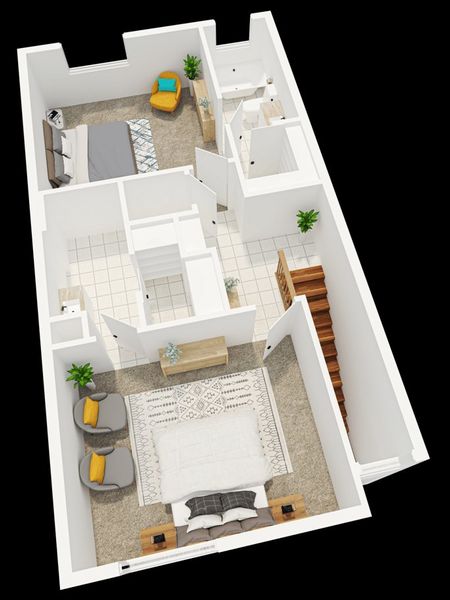 2D floor plan layout for the Crystal by Ascend Communities in Lofts Townhomes, Phoenix, AZ (Image 3).