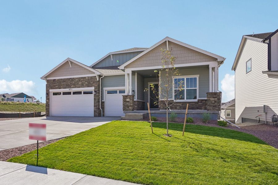 Front exterior of a new home in Jackson Creek North, Monument, CO, highlighting curb appeal (Image 28).