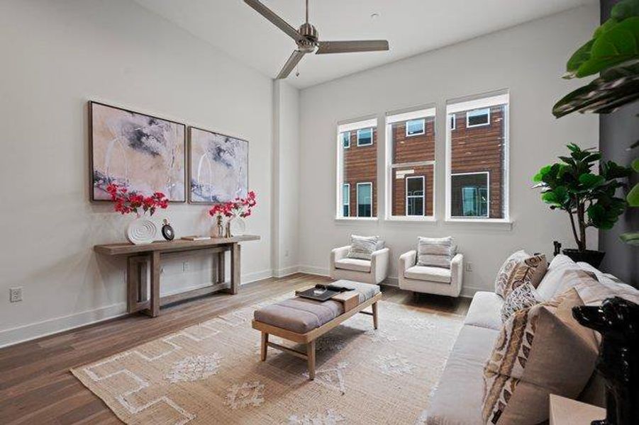 Furnished interior view inside a new home in Bluebonnet Lofts, Austin (Image 16). Furnished interior view inside a new home in Bluebonnet Lofts, Austin (Image 16).