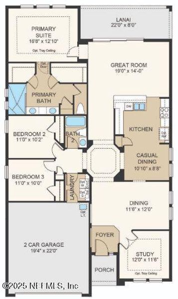 2D floor plan layout of this home in Colbert Landings, Palm Coast, FL (Image 3).
